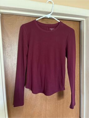 American Eagle Outfitters Women's Long Sleeve Crewneck Top - Burgundy